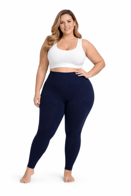 Calzas de algodón tiro alto pitillo azul marino para mujer - Pack 1 unidad1
