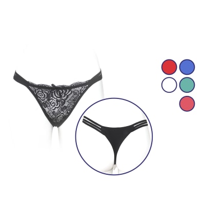 Colaless De 3 Tiras A Los Lados Y Encaje Frontal Para Mujer - Pack 12 Unidades1