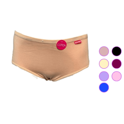 Calzón de algodon en colores lisos para mujer - Pack 12 unidades