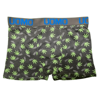 Bóxer corto con diseños hojas cannabis para hombres - Pack 12 unidades1