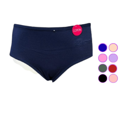 Calzón de algodon en color liso letras confortable para mujer - Pack 12 unidades