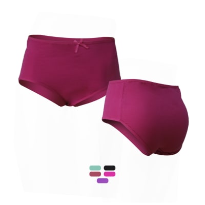 Calzón de algodón color liso lazo en centro tiro alto para mujer - Pack 4 unidades