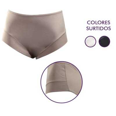Calzón liso surtido en colores para mujer - Pack 12 unidades