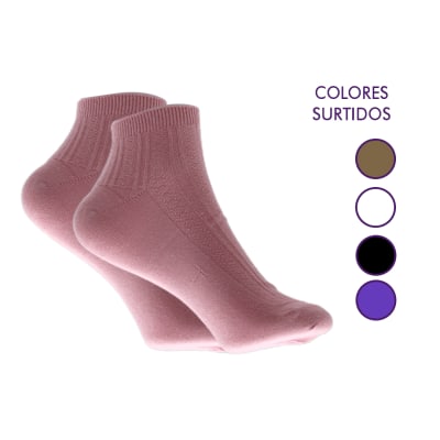 Calcetas Tobilleras Colores Lisos Para Mujer - Pack 12 Unidades TALLA 35-42 X121