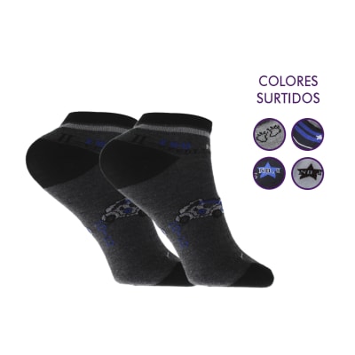 Calcetas tobillera de algodón con diseños para niños - Pack 12 unidades
