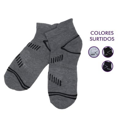 Calceta tobillera de toalla diseños líneas para hombre - Pack 12 unidades1