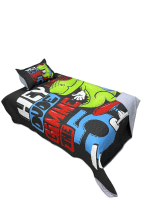 Cubrecama quilt de plaza y media con diseño Dino para niños - Pack 1 unidad1
