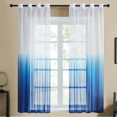 Set De Cortinas Con Color Degradado Blanco Y Azul - Pack 2 Paños1