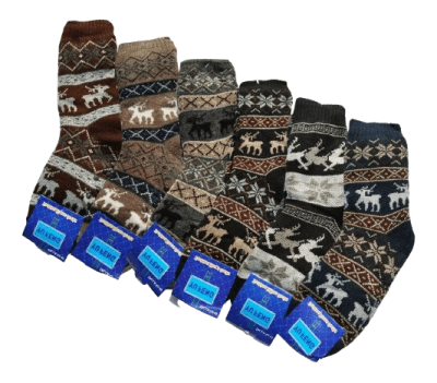 Calcetas de chiporro largas diseños renos invierno para hombre - Pack 12 unidades1