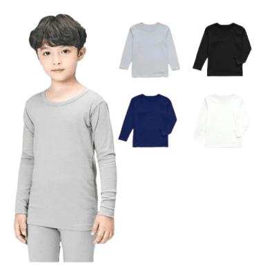 Camiseta de polar con bambú manga larga surtida para niños - Pack 12 unidades