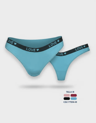 Colaless de algodón color liso con pretina Love para mujer - Pack 4 unidades