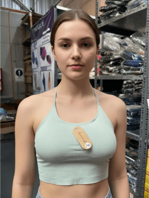 Top crop acanalado sin costura y tiras cruzadas para mujer - Pack 12 unidades