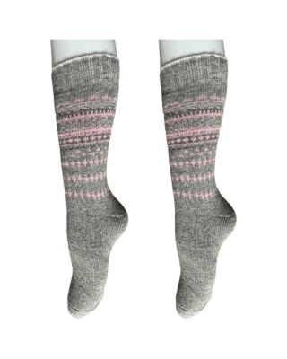 Calcetas largas de lana color melange con rosado para mujer - Pack 12 unidades1