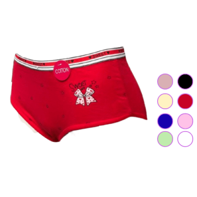 Calzón de algodon pretina sweet color liso para mujer - Pack 12 unidades