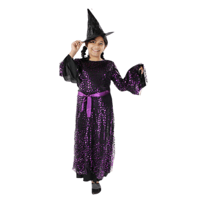 Disfraz infantil de Halloween diseño bruja morada para niña  - Pack 1 unidad1