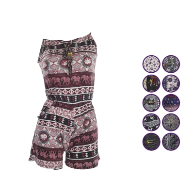 Enterito Corto Estampados Y Con Bolsillos Para Mujer - Pack 3 Unidades