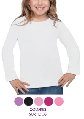 Polera de polar gruesa manga larga colores lisos para niñas -  Pack 12 unidades
