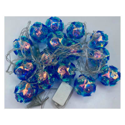 JUEGO DE LUCES CON 15 ESFERAS DE COLOR AZUL TORNASOL  PACK 1 CAJITA