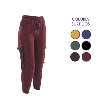 Joggers con bolsillos en colores lisos para mujer - Pack 6 unidades1