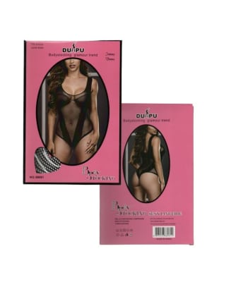 Body sexy lencería de mallas en color negro para mujer - Pack 3 unidades