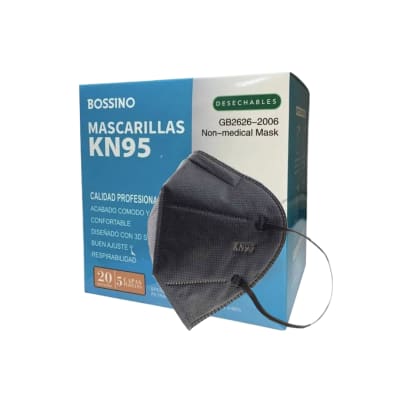 Mascarilla KN95 3D Hipoalergénica Con 5 Capas De Pliegues Color Negro - Pack 20 Unidades