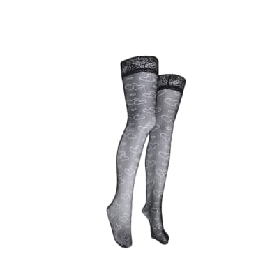 Medias panty juvenil con silicona en color negro surtido - Pack 12 unidades