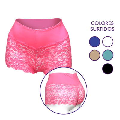 Pantaletas de encajes con pretina ancha para mujer - Pack 12 unidades