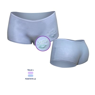 Pantaletas de algodón diseño kiss lisa surtido para mujer - Pack 2 unidades