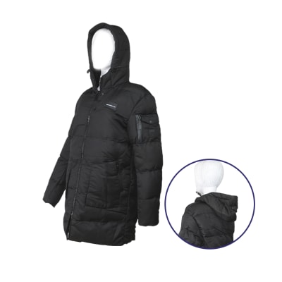 Parka invierno con capucha en color negro liso para mujer - Pack 1 unidad