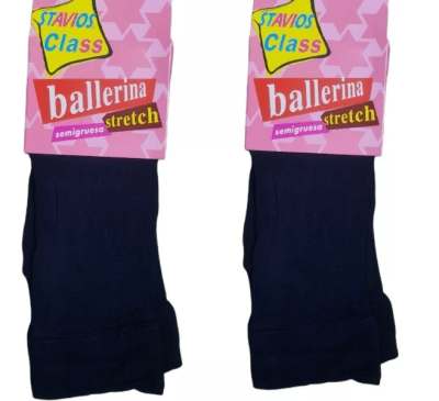 Panty ballerina semi gruesa ultra suave azul marino escolar niñas - Pack 3 unidades