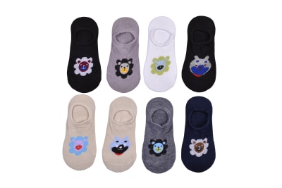 Calceta Invisibles Panchita Diseño Flor Para Niña - Pack 12 Unidades