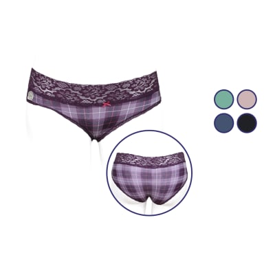 Pantaletas aeropostale de algodón con cuadros y encaje para mujer - Pack 5 unidades