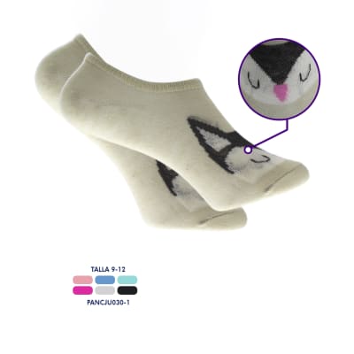 Calceta Panchita Diseño Gatito Juvenil - Pack 6 Unidades1