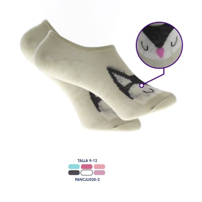 Calceta Panchita Diseños De Gatito Juvenil - Pack 6 Unidades1