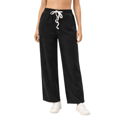 Pantalón Cotelé bota recta con chiporro en negro para mujer - Pack 1 unidad1