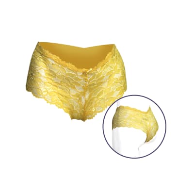 Pantaletas de encaje completo en color amarillo para mujer - Pack 12 unidades