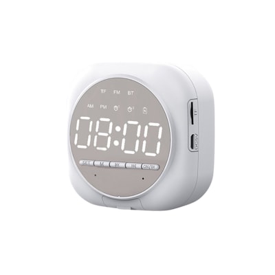 PARLANTE , RADIO DESPERTADOR BLUETOOTH SPEAKER COLOR BLANCO POR UNIDAD