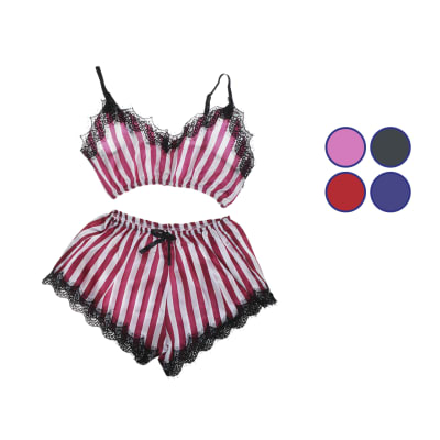 Pijama Conjunto Dos Piezas Diseño Rayas Verticales Para Mujer - Pack 1 Unidades