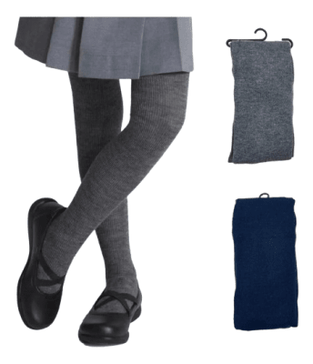 Panty escolar juvenil algodón color Azul marino y plomo para niñas - Pack 3 unidades