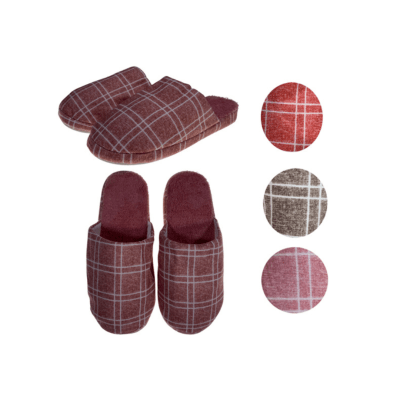 Pantuflas diseños de líneas y cuadros surtidos para mujer -  Pack 3 unidades1