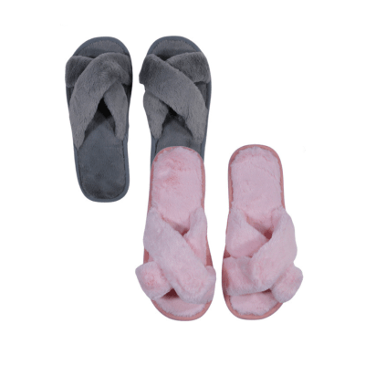 Pantuflas plush colores lisos surtidos para mujer - Pack 6 unidades1