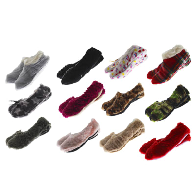 Pantuflas cálidas antideslizante surtidas para mujer - Pack 12 unidades