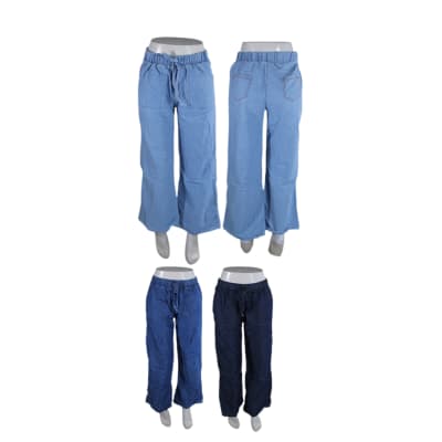 Pantalón palazzo casual con bolsillos en tonos variados para mujer - Pack 3 unidades1