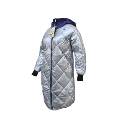 Parkas largas en color plateado con gorro de invierno para mujer - Pack 1 Unidad1
