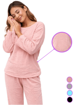 Pijamas camiseta pantalón acanalada plush para mujer - Pack 1 unidad1