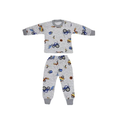 Pijama de polar interior diseño excavadora para bebés - Pack 4 unidades