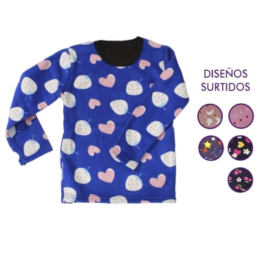 Poleras chiporro manga larga cuello redondo diseños para niñas - Pack 3 unidades1