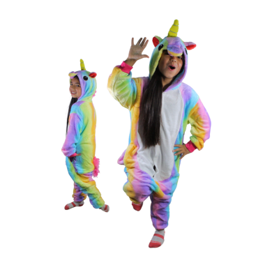 Pijama enterito de polar diseño unicornio arcoíris para niñ@s - Pack 1 Unidad