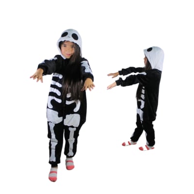 Pijama enterito de polar diseño Calavera negro para niñ@s - Pack 1 unidad