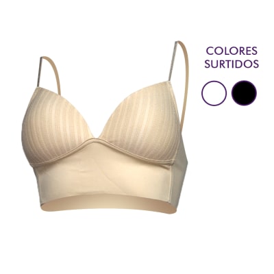 Top crop de segunda piel con piedras sin costura para mujer - Pack 2 unidades